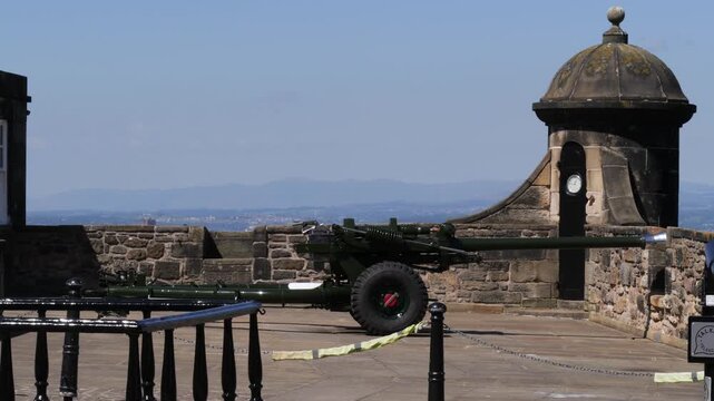 The One O'Clock Gun at Edinburgh Castle Landmark in Edinburgh City, Scotland