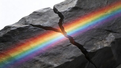 Obraz premium Rainbow through rock crack