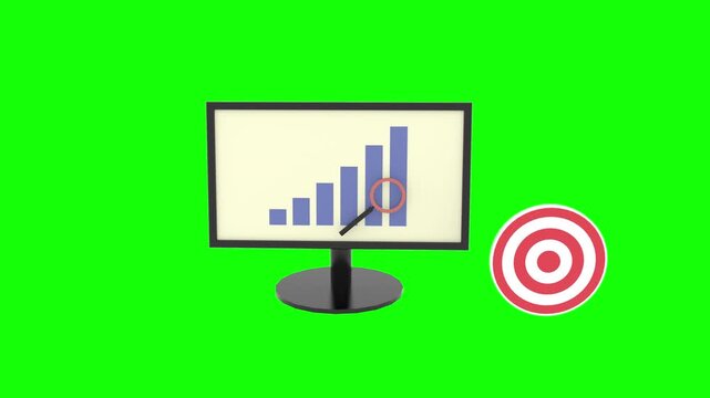 target financial business graph statistic website page computer browser window concept 3d animation