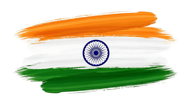 Indian flag with brush stroke effect