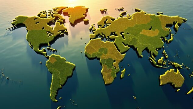 Campos agr&iacute;colas que forman un mapa del mundo
