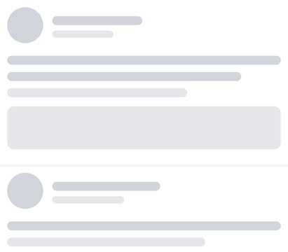 Loading animation blocks with gray bars and circles on white background depicting a buffering or progress concept