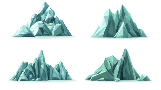Four stylized icy mountain peaks, isolated on a white background, in varying shapes and sizes