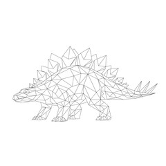 Geometric stegosaurus low poly vector in minimalist style. Clean polygon dinosaur with plates and flat design. Ideal for logo, branding, icons and modern design projects © Julia