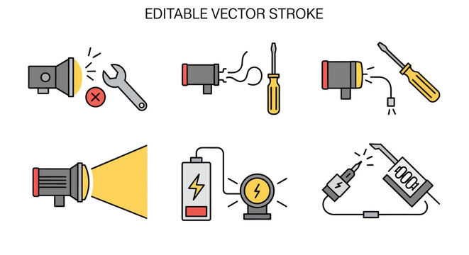 Collection of electronic tools and devices icons.