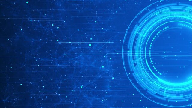 Abstract Concentric Digital Data Ring Wave Background. Abstract scene of futuristic cyber world, sci-fi grid, technology surface, night scene, digital science 4K animation, virtual reality concept 3D