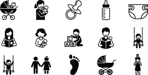 Obraz premium Father's Day Work Life Balance Icons with Business Dad and Family Symbols