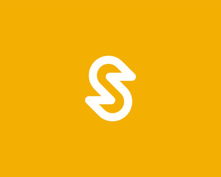 Minimalist logo featuring a fluid, continuous outline of the letter S. Modern vector monogram suitable for software developers, digital platforms, cybersecurity firms and modern technology companies