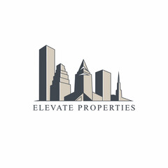 Obraz premium A sleek cityscape logo featuring a stylized illustration of buildings for Elevate Properties