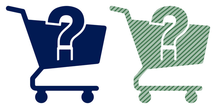Two shopping carts with question marks, symbolizing choice and uncertainty in retail.