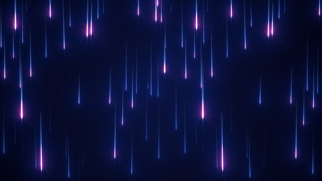 Minimal futuristic background with isolated blue and violet glowing light streaks descending across deep dark space