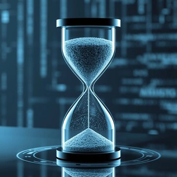 Temporal Flux: The Neon Blue Hourglass of Eternity