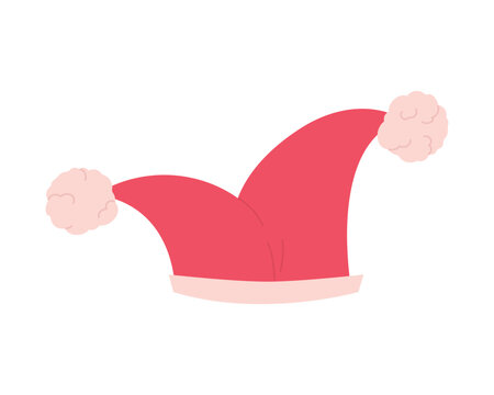 Circus jester colorful hat. Carnival costumation, circus festival show cartoon vector illustration