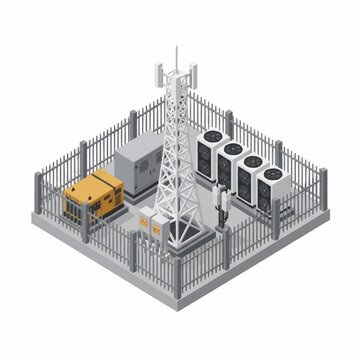 Cell Tower Site with Equipment and Fencing.