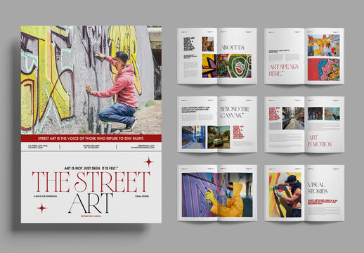 Street Art Creative Portfolio Book Template Layout With  Urban Culture Editorial Design