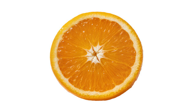 Juicy ripe orange half slice with segments and pulp