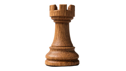 Wooden chess rook with detailed carving and visible grain © Ryan