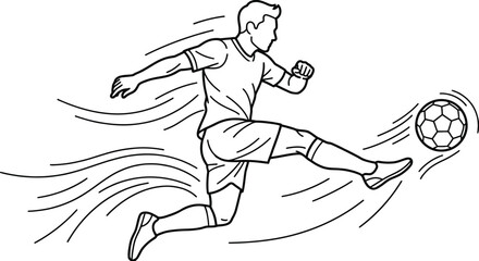 Obraz premium Soccer player kicking ball in motion illustration