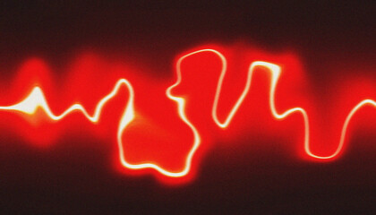 Lightwave frequency display illuminates a dark background with vibrant red glowing energy pulses that create a dynamic visual rhythm suitable for science and technology projects.