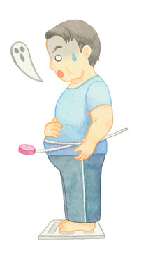 体重計に乗る男性01