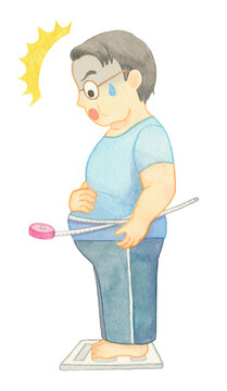 体重計に乗る男性04