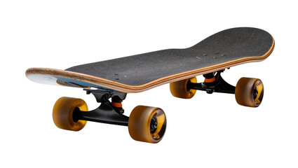 Wooden skateboard with orange wheels and black trucks © Radovan