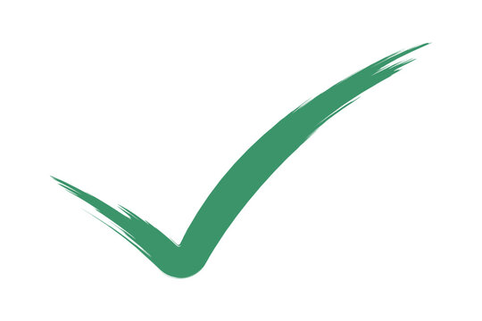 Brush stroke dark green approval check mark sign icon texture on white background correct tick symbol vector illustration