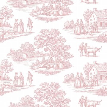 Romantic Countryside Seamless Pattern Design