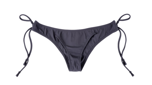 Dark gray string bikini bottoms with drawstring ties