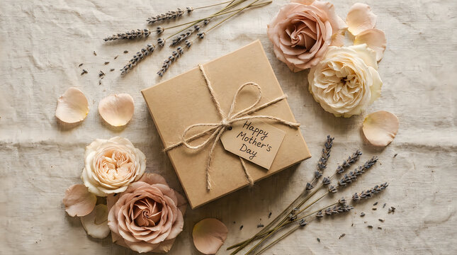 Mother's Day Eco friendly gift box with floral arrangement for Mother's Day celebration and seasonal holiday marketing