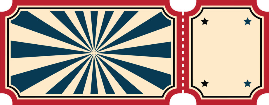 Blank vintage ticket stub template isolated on transparent background