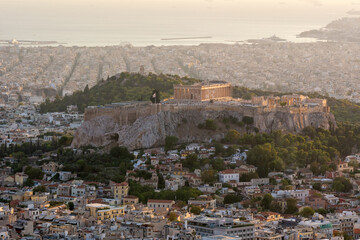 Fototapeta premium View of the city of Athens and the Acropolis Hill. Greece