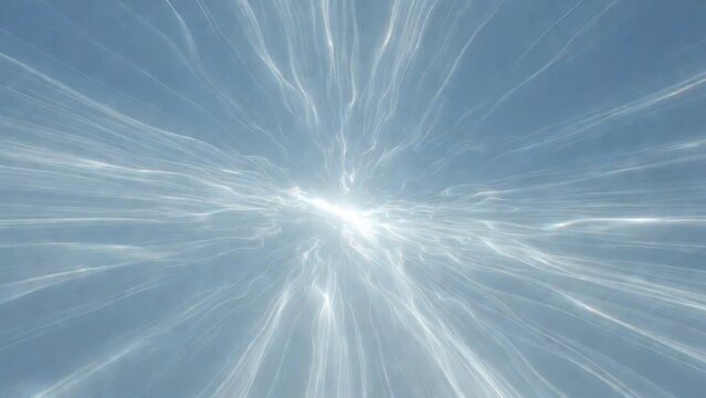 White light burst radiating through misty blue space