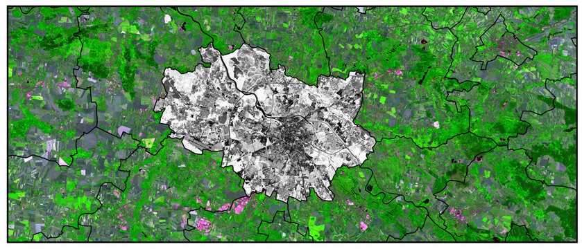 NDVI Map of Wroclaw, Poland Showing Urban Vegetation and Green Areas