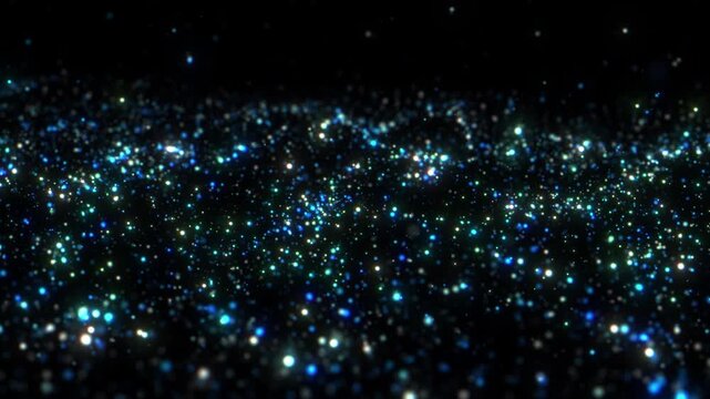 blue glowing particles background abstract with shimmering bokeh lights