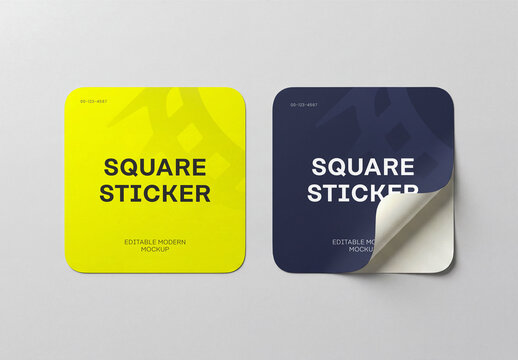 Square Paper Sticker Mockup Set Collection