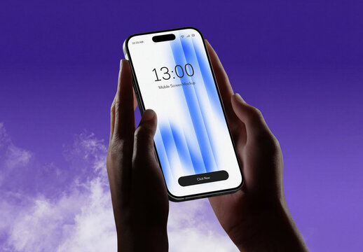 Close-up of a Person's Hand Holding Phone Mockup