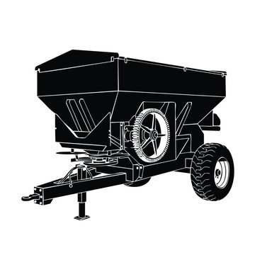 Industrial manure spreader vector silhouette bundle set agricultural.