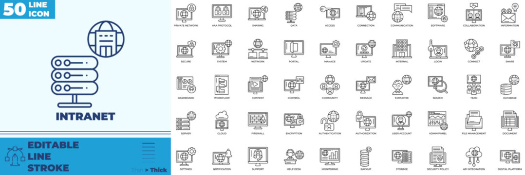 Intranet Line Editable Icons set