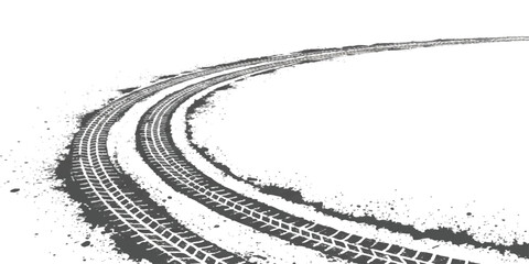 Obraz premium Black tire track marks curving on the ground