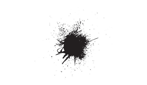 Black ink splatter splash grunge graphic style on white background, cratched dirty ink splatter stains, Abstract ink brush EPS10