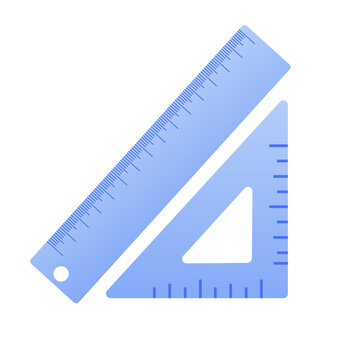 Ruler and triangle set square geometry tools. vector illustration
