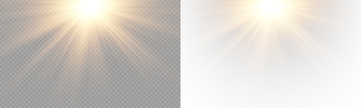 Sunshine light effect with smooth gradient glow and atmospheric brightness in PNG format. PNG sunlight rays isolated on transparent background.