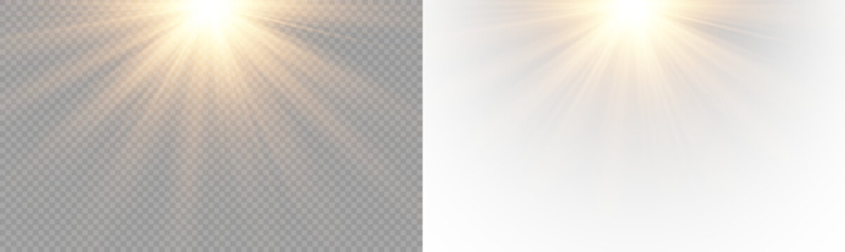Sunshine light effect with smooth gradient glow and atmospheric brightness in PNG format. PNG sunlight rays isolated on transparent background.