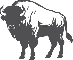 Fototapeta premium Simple gray bison silhouette icon on a dark background