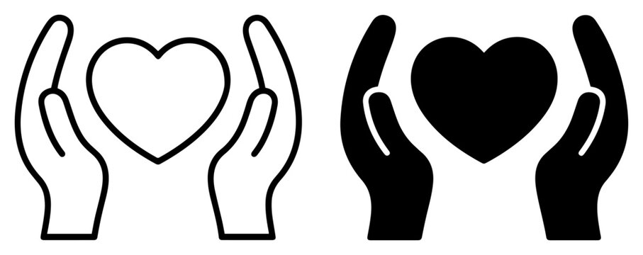 hand holding heart care vector icon