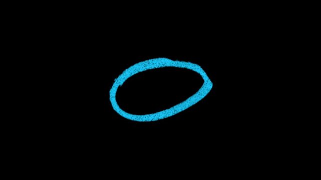 A video showcasing a bright blue oval shape on a black background
