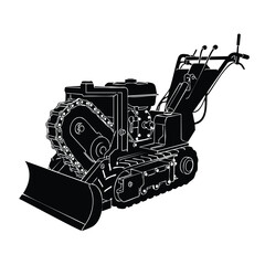 Silhouette mini dozer tractor with blade vector set bundle. © MdRafiul