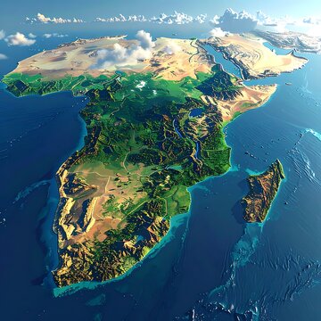 Africa continent map landscape view.