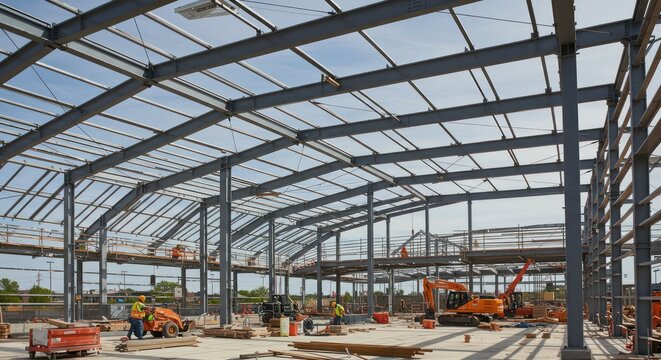 Industrial construction site interior.